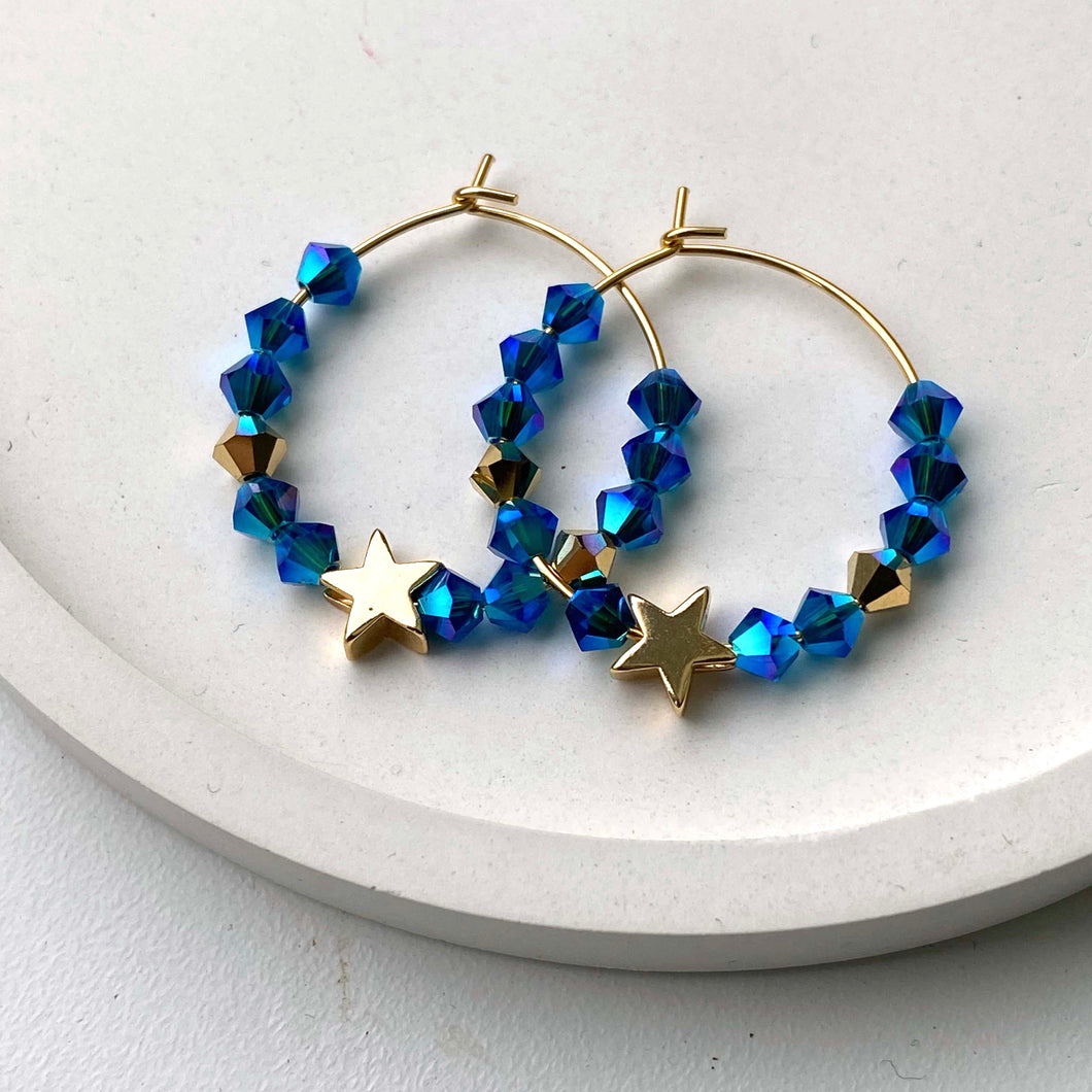 Turquoise Star Hoop Earrings