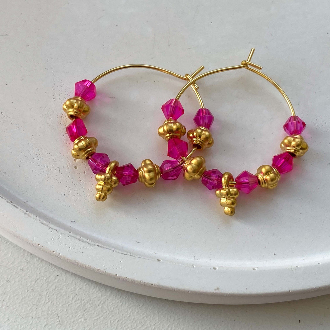 Pink India Hoop Earrings