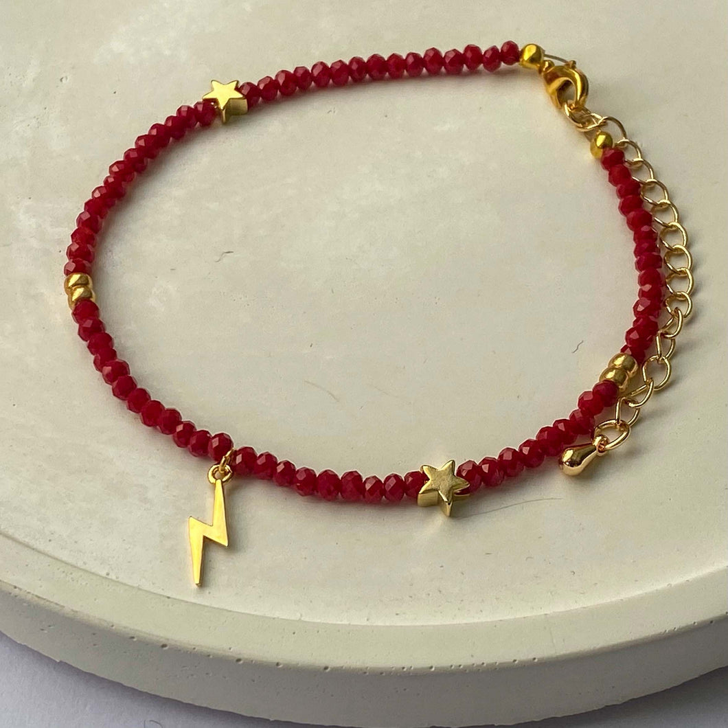 Red Lightning Bolt Bracelet