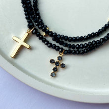 Load image into Gallery viewer, Black &amp; Gold Cross Bracelet / Wrist Wrap
