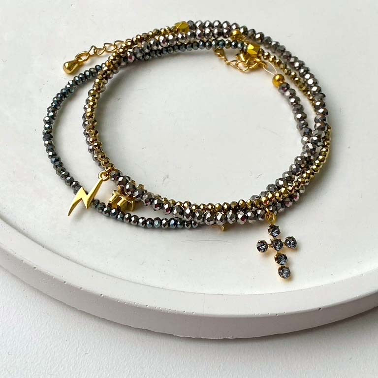 Gunmetal & Gold Hashtag Wrist Wrap / Bracelet