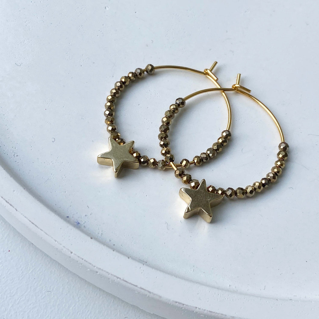 Gold Star Hoop Earrings