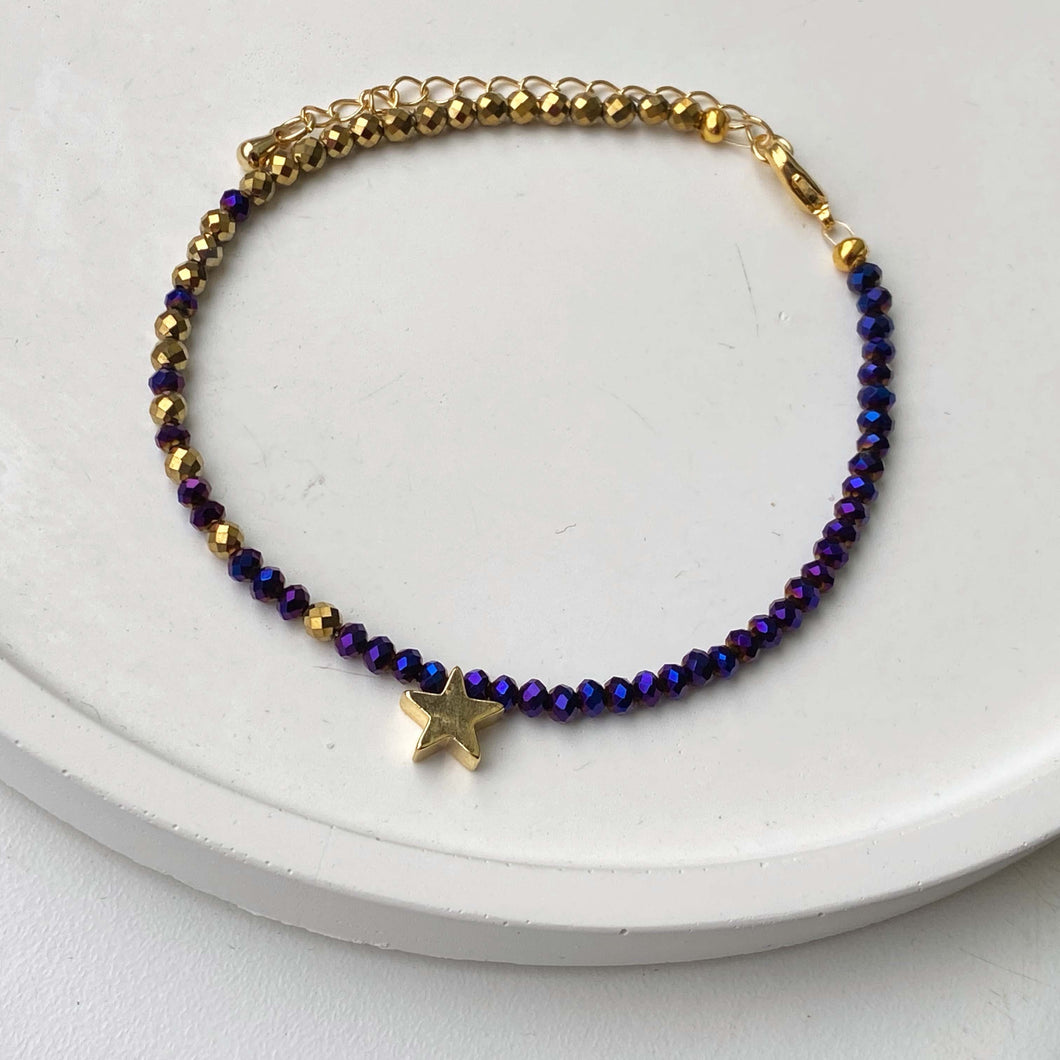 Purple & Gold Star Bracelet