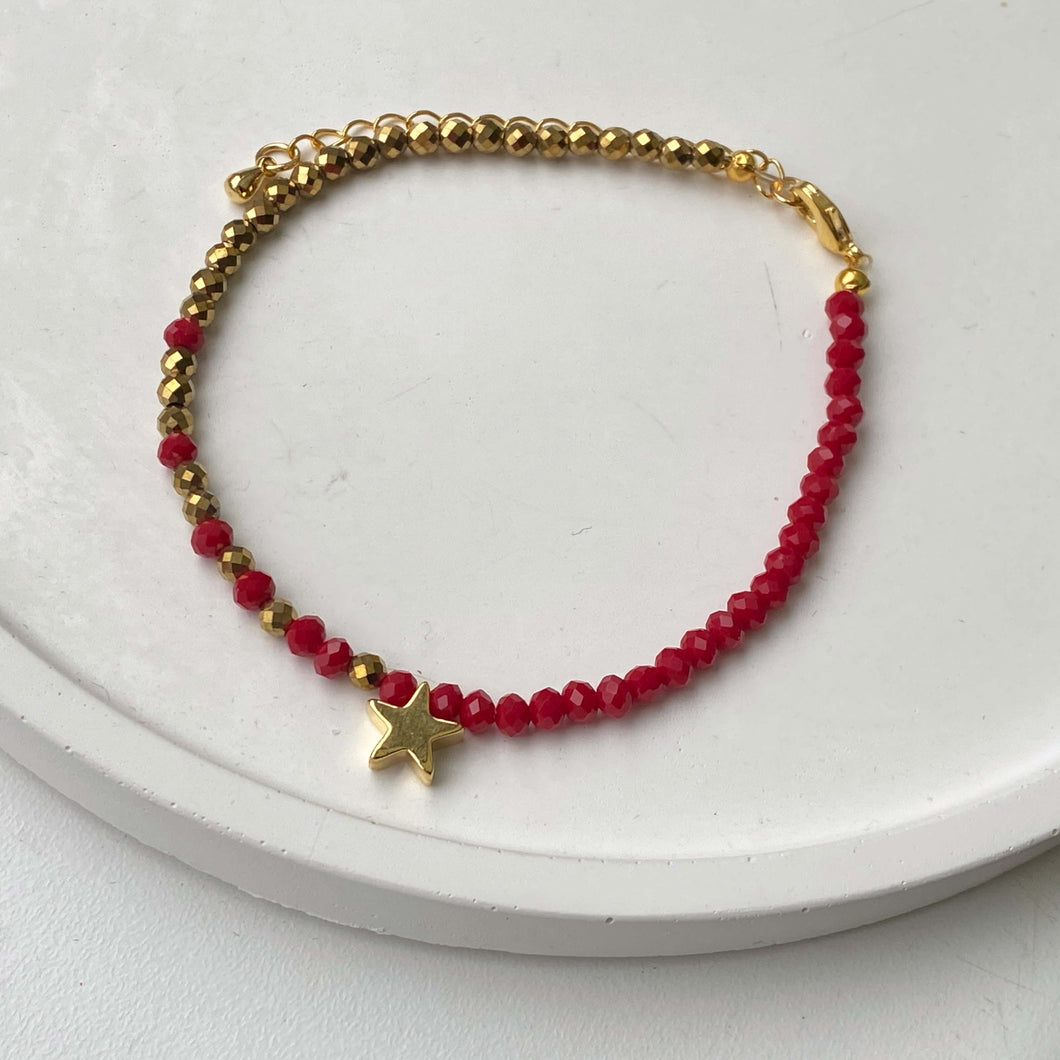 Red & Gold Star Bracelet