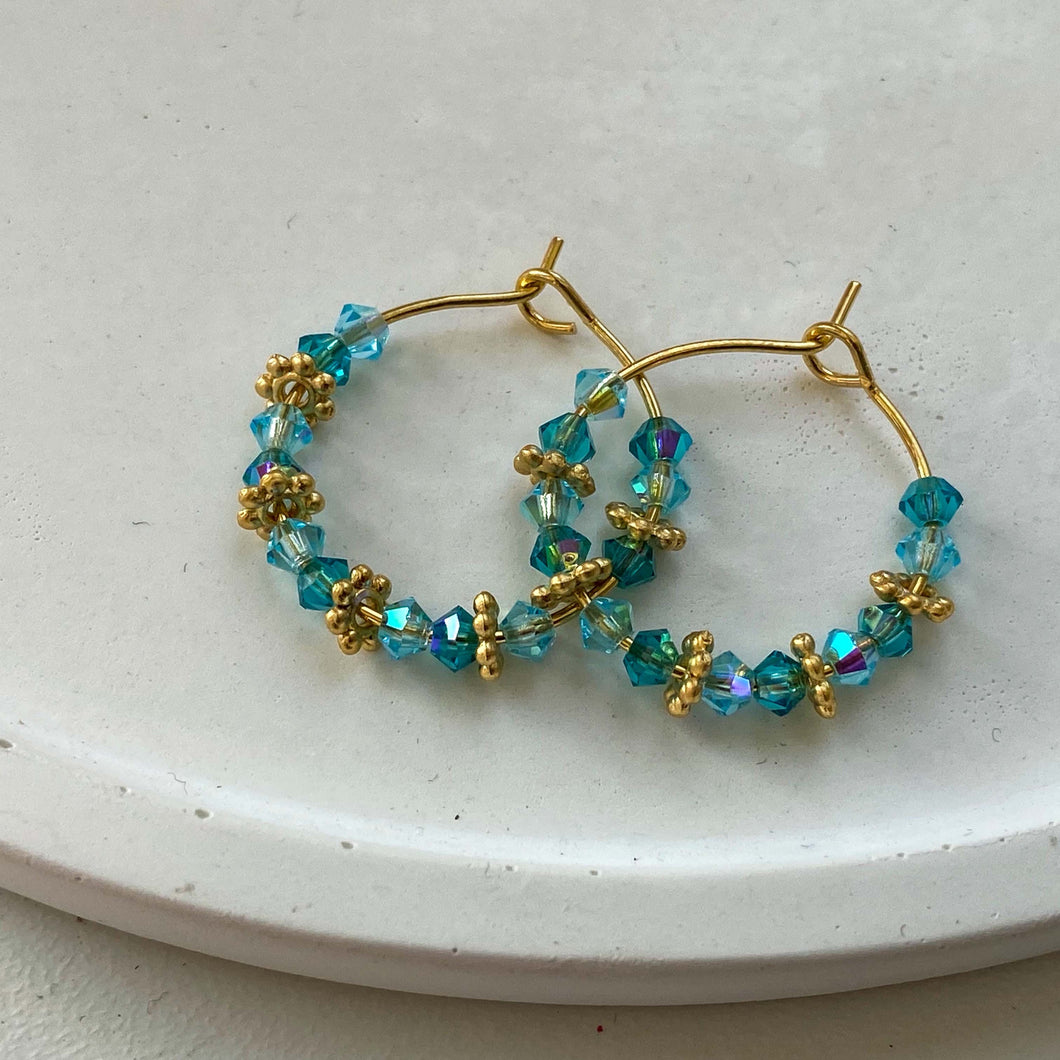 Turquoise Mini India Hoop Earrings