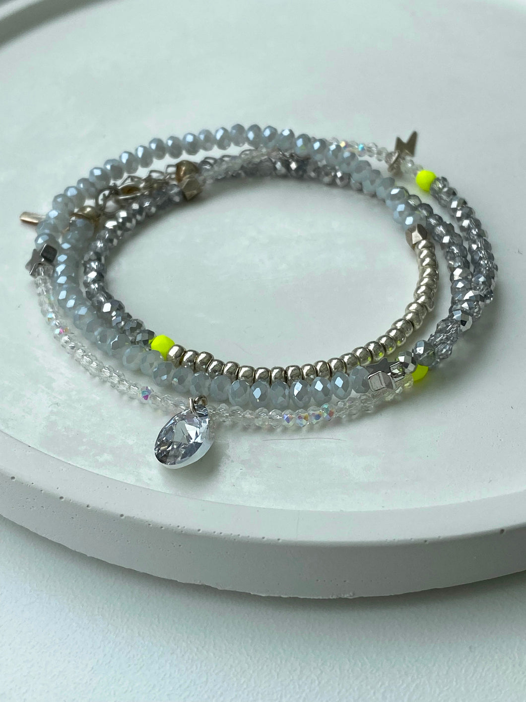 Neon Yellow & Silver Wrist Wrap Bracelet